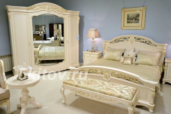 Кровать 1,8 Афина (Afina), белый с золотом в Москве купить в интернет магазине - 5 Китов