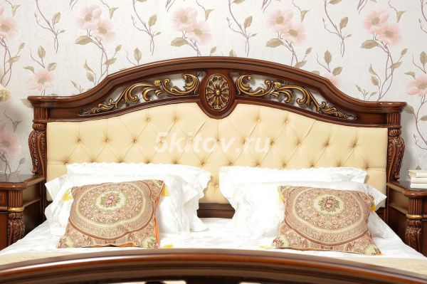 Кровать 1,6 Афина (Afina), орех с золотом в Москве купить в интернет магазине - 5 Китов