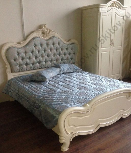 Кровать 1,8 Милано,ткань узор, слоновая кость в Москве купить в интернет магазине - 5 Китов
