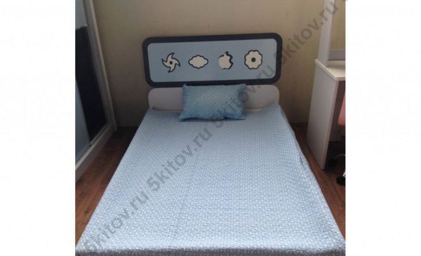 Комплект Спальня детская Бамбино 4621, бело-синяя (кровать детская 1,2, тумбочка прикроватная) в Москве купить в интернет магазине - 5 Китов