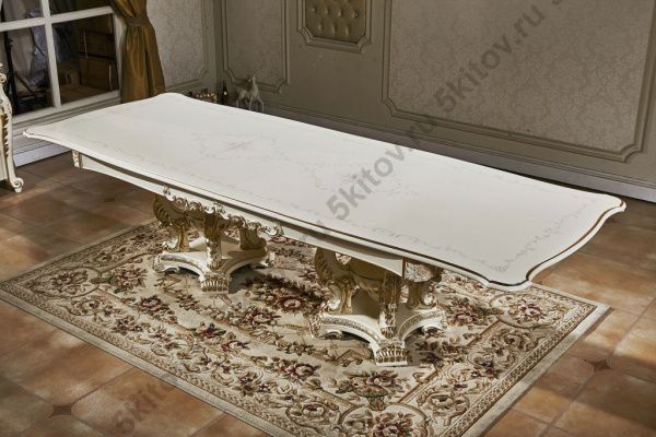 Комплект столовой Венеция KRS (стол раскладной + 4 стула, 2 полукресла),слоновая кость в Москве купить в интернет магазине - 5 Китов