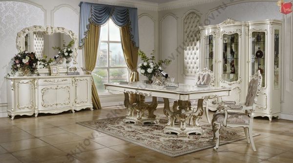Комплект столовой Венеция KRS (стол раскладной + 4 стула, 2 полукресла),слоновая кость в Москве купить в интернет магазине - 5 Китов