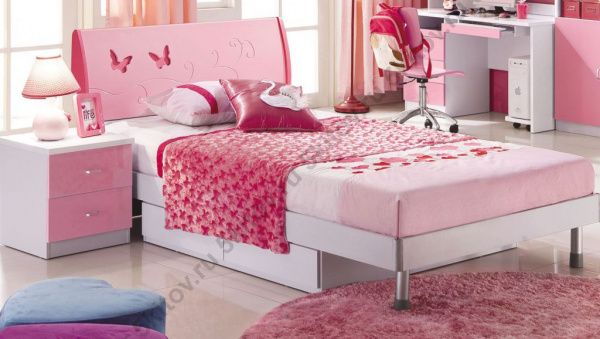 Комплект Спальня детская Пиккола 4618, розово-белая (кровать детская 1,2, тумбочка прикроватная) в Москве купить в интернет магазине - 5 Китов