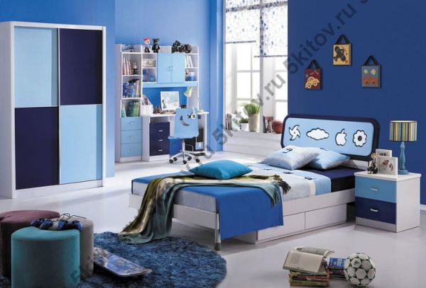 Спальня детская Бамбино 4621, бело-синяя в Москве купить в интернет магазине - 5 Китов