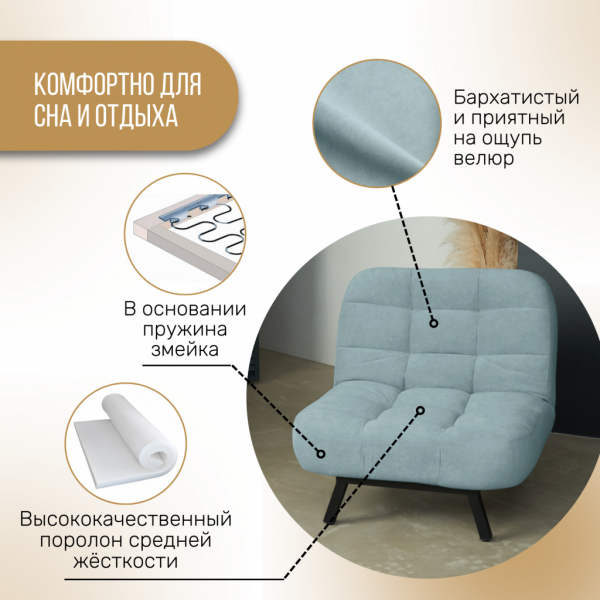Кресло раскладное 1113 мятное в Москве купить в интернет магазине - 5 Китов