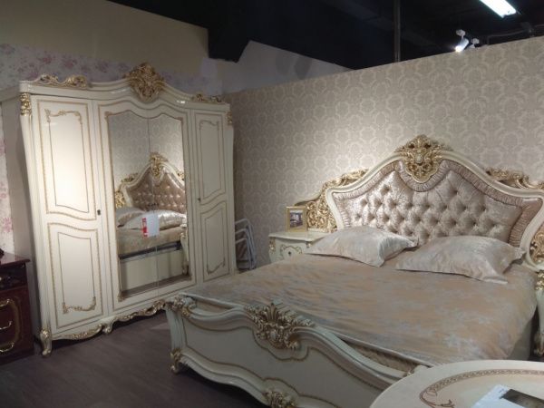 Комплект спальни Джоконда Диа, крем глянец (кровать 1,6м или 1,8м, 2тумбы, комод, шкаф 4двери) в Москве купить в интернет магазине - 5 Китов