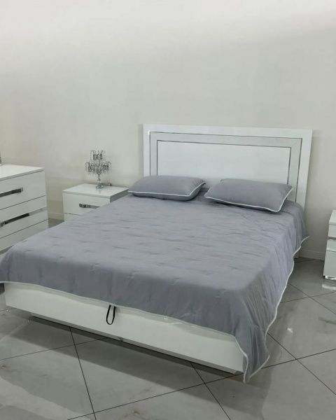 Комплект спальни Венеция DST (кровать 1,6, тумба прикроватная 2 шт, комод с зеркалом, шкаф 4 дверный) белый глянец в Москве купить в интернет магазине - 5 Китов