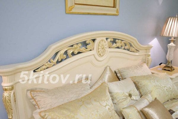 Кровать 1,6 Афина (Afina), белый с золотом в Москве купить в интернет магазине - 5 Китов