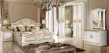 Спальный гарнитур Грация белый с золотом (с 6 дв. шкафом)