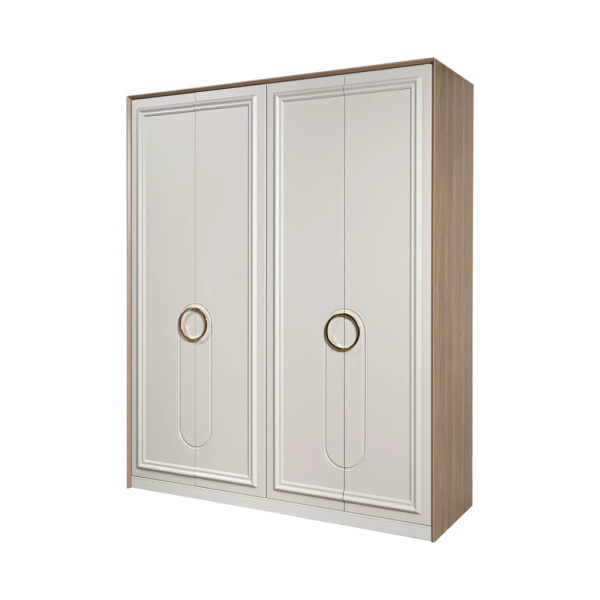 Спальный гарнитур Хелена кашемир / дуб (кровать 160*200 с ПМ, тумба прикроватная 2шт., комод с зеркалом, шкаф 4-х дверный) в Москве купить в интернет магазине - 5 Китов