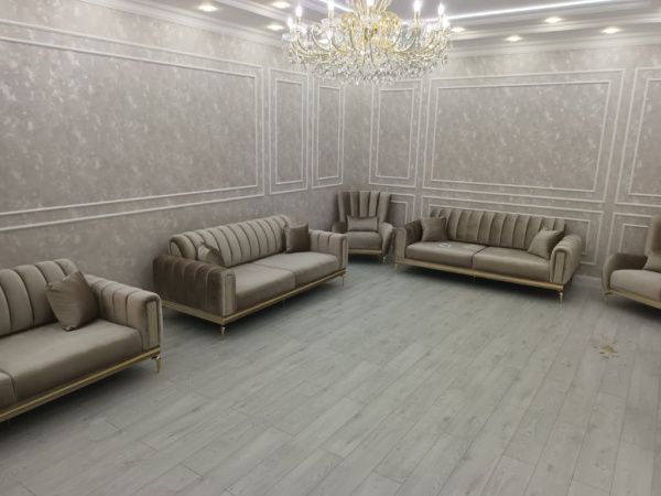 Диван 3-х местный раскладной Замира бежевый с золотом в Москве купить в интернет магазине - 5 Китов
