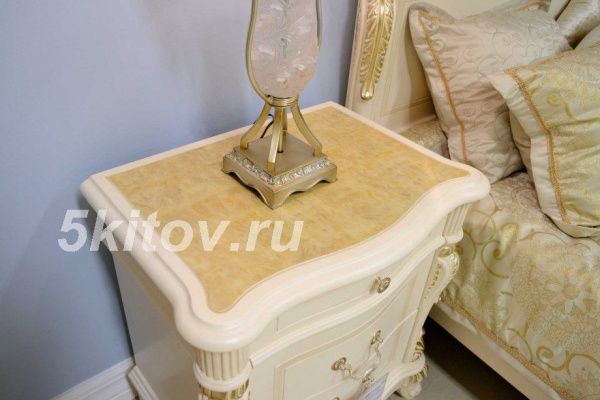 Тумба прикроватная Афина (Afina) с покрытием Оникс, белый с золотом в Москве купить в интернет магазине - 5 Китов