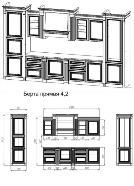 Кухня прямая Берта 4,2м, жемчуг в Москве купить в интернет магазине - 5 Китов