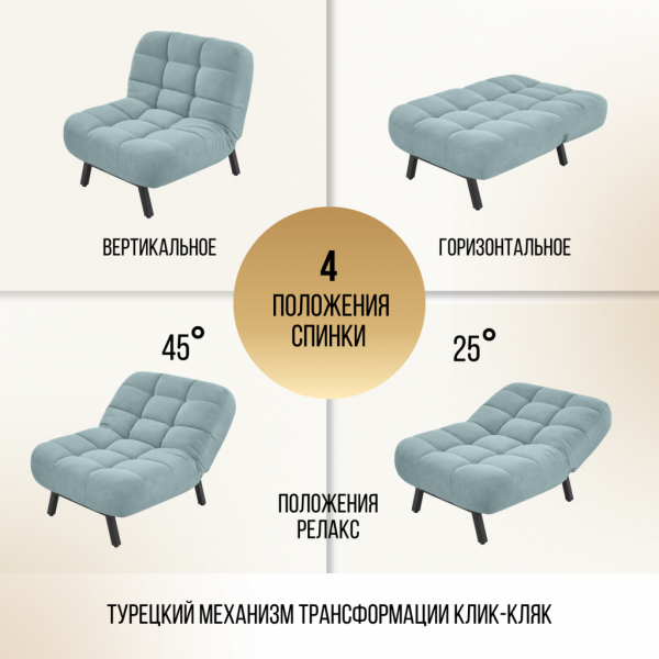 Кресло раскладное 1113 мятное в Москве купить в интернет магазине - 5 Китов