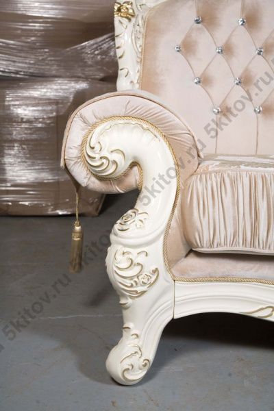 Комплект мягкой мебели Аделина Люкс (диван 3-х местный раскладной, кресло 2шт.), крем в Москве купить в интернет магазине - 5 Китов
