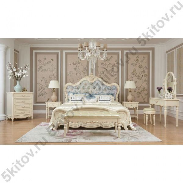Кровать 1,8 Милано,ткань узор, слоновая кость в Москве купить в интернет магазине - 5 Китов
