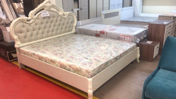 Комплект спальни Ирина беж глянец (кровать 1,8, тумба прикроватная 2шт., комод с зеркалом, шкаф 6-ти дверный) в Москве купить в интернет магазине - 5 Китов