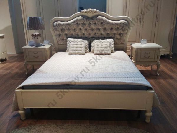 Кровать 1,6 Милано,ткань, низкое изножье,слоновая кость в Москве купить в интернет магазине - 5 Китов