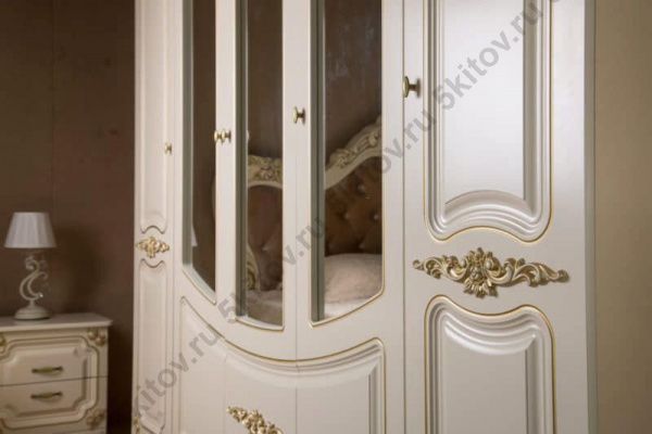 Комплект спальни Магдалина СК (Кровать 1,8, тумба прикров.-2шт., комод с зеркалом, шкаф 5-ти дверный), беж в Москве купить в интернет магазине - 5 Китов