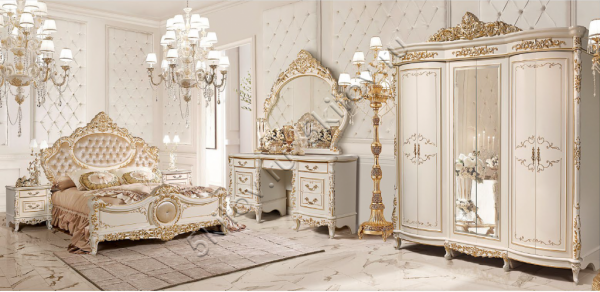 Спальный гарнитур Версаль крем золото с 6-и дверным шкафом в Москве купить в интернет магазине - 5 Китов