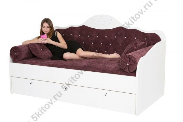 Кровать-диван Princess, спелая вишня,стразы в Москве купить в интернет магазине - 5 Китов