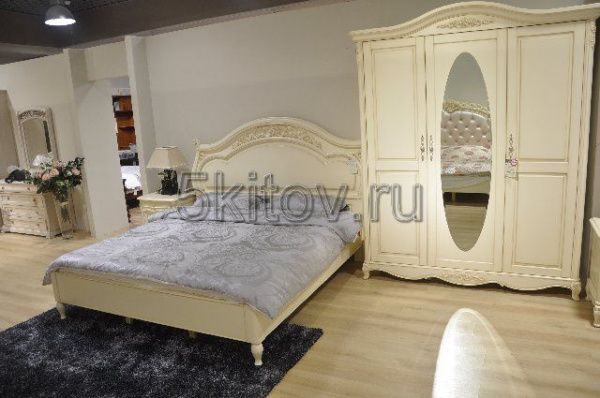 Шкаф 3-х дверный с зеркалом 8801 Фиоре Бьянко, цвет-ivory в Москве купить в интернет магазине - 5 Китов