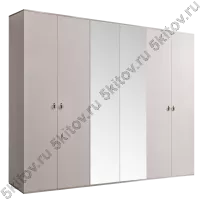 Шкаф 6-ти дверный для платья и белья Rimini, слоновая кость/серебро (с зеркалами)