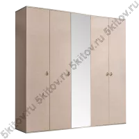 Шкаф 5-ти дверный для платья и белья Rimini, латте/серебро (с зеркалом)