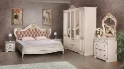 Комплект спальни Магдалина СК (Кровать 1,6, тумба прикров.-2шт., комод с зеркалом, шкаф 3-х дверный), беж в Москве купить в интернет магазине - 5 Китов