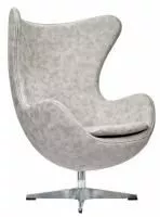 Кресло EGG CHAIR светло-серый матовый с эффектом состаренная кожа