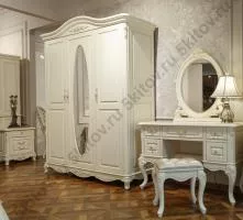 Шкаф 3-х дверный с зеркалом 8801 Фиоре Бьянко, цвет-ivory