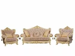 Комплект мягкой мебели Эсмеральда (диван 3-х местный раскладной, кресло 2шт.), крем золото