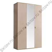 Шкаф 3-х дверный для платья и белья Rimini, латте/золото (с зеркалом)