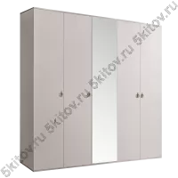 Шкаф 5-ти дверный для платья и белья Rimini, слоновая кость/серебро (с зеркалом)