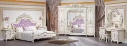Комплект спальни Венеция Классик АРД, крем (кровать 1,8, тумба прикроватная 2шт., туалетный столик с зерк, пуф, шкаф 6дв.)