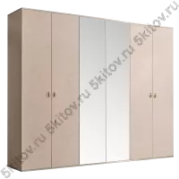 Шкаф 6-ти дверный для платья и белья Rimini, латте/серебро (с зеркалами)