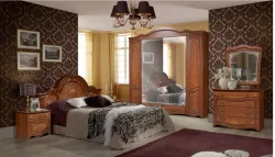 Комплект спальни Рим 5П (кровать 1,6, тумба прикроватная-2шт., комод с зеркалом, шкаф 5-ти дверный),орех