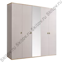 Шкаф 5-ти дверный для платья и белья Rimini, слоновая кость/золото (с зеркалом)