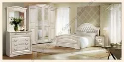 Комплект спальни Венера (кровать 1,6, тумба прикр.-2 шт., комод, зеркало, шкаф 4-х дв.), беж